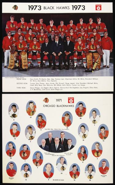 1958-73 Chicago Blackhawks Press Pass Team Photo Collection (Lot of 5)