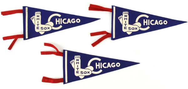 1950s Chicago White Sox 11" Mini Pennant Collection (Lot of 3)