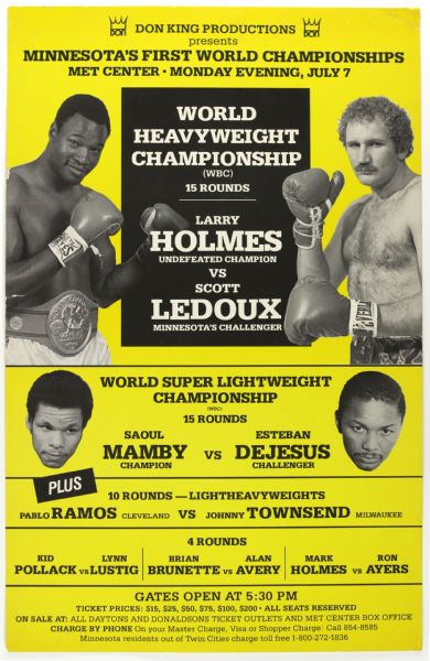 1980 Larry Holmes Scott LeDoux 18" x 28" On Site Heavyweight Championship Poster