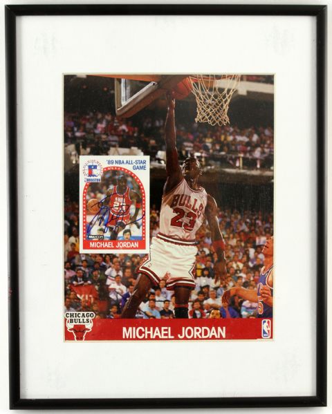1989 Michael Jordan Chicago Bulls Signed Hoops Card Framed 11 1/2" x 14" Display (JSA)