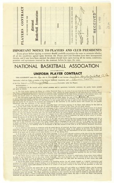 1952 Ed Earle Milwaukee Hawks Signed NBA Contract
