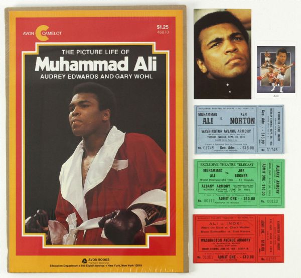 1970s-80s Muhammad Ali Collection w/ Tickets Postcard (Lot of 6)