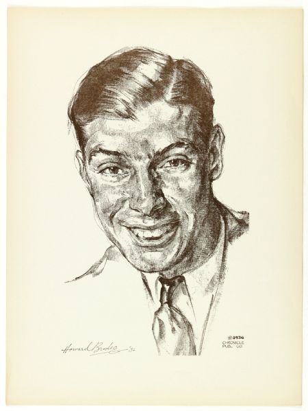 1936 Joe DiMaggio 12" x 16" Portrait From San Francisco Chronicle (From DiMaggios Estate)