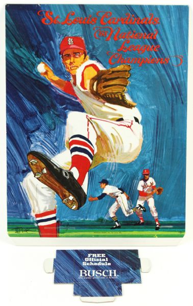 1968 St. Louis Cardinals National League Champions 11" x 14" Busch Beer Easelback Diaplay w/ Schedule Pocket