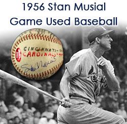 1956 Signed Stan Musial St. Louis Cardinals Game Used Baseball (JSA/MEARS LOA) "Also Frank Robinson HR Game"