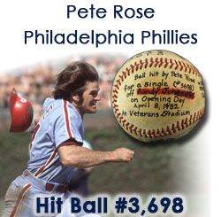 1982 Signed Pete Rose Randy Jones Philadelphia Phillies New York Mets Game Used Baseball (3,698 Hit) Veterans Stadium (JSA/MEARS LOA)