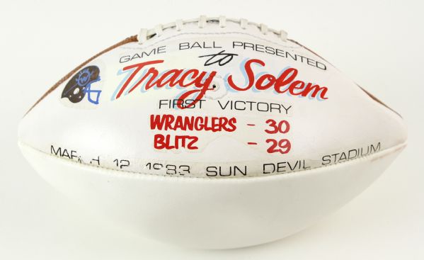 1983 Arizona Wranglers USFL Game Ball Presented to Tracy Solem 