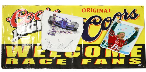 1990s Racing Lot w/ Dale Earnhardt Jr. Photo Coors Racing Sign and More (Lot of 3)
