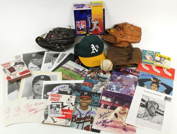 Massive Baseball Memorabilia Lot w/ Photos, Baseballs, Magazines - Lot of 64 w/ over 500 Baseball Cards