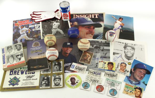 1950s-2000s Memorabilia Collection - Baseball Cards Programs Signed Photos (Lot of 100) w/ (2) Eddie Mathews autographs