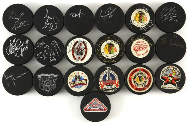 1970s-90s Signed Commemorative Puck Collection - Lot of 19 (JSA)