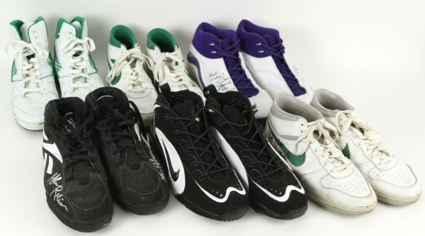 1980-90s Milwaukee Bucks Game Worn Shoes Collection -Lot of 6 w/ 5 Signed (MEARS LOA)