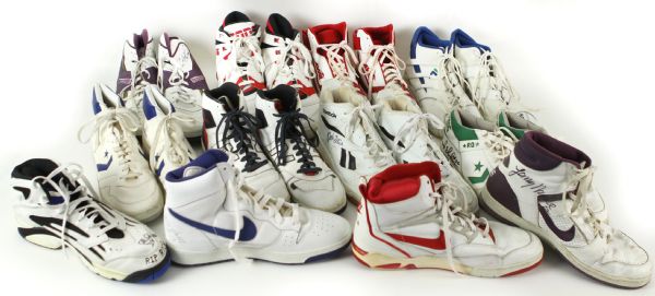 1984-1990s NBA Game Worn Shoe Collection - Lot of 12 w/ Many Signed (MEARS Auction LOA)