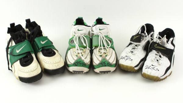 1990s Leroy Butler Antonio Freeman Edgar Bennett Green Bay Packers Signed Game Worn Turf Shoes - Lot of 3 (MEARS LOA/JSA)