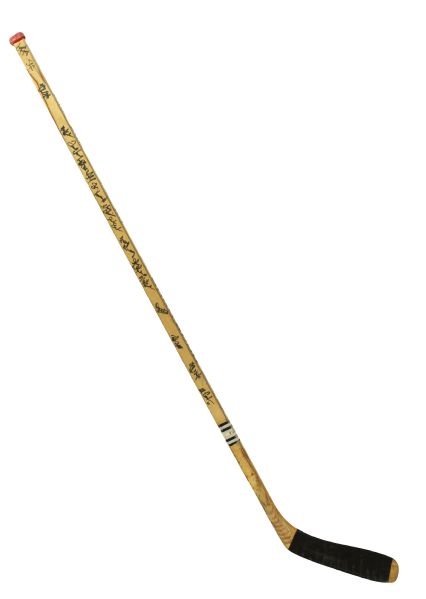 1985-2000 Bob Bassen Game Used Sherwood Hockey Stick w/ 16 Signatures (MEARS LOA/JSA)