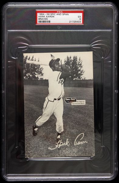 1954-56 Hank Aaron Milwaukee Braves Spic N Span Postcard (PSA 5 EX)