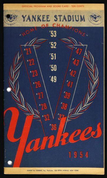 1954 (August 12) New York Yankees Philadelphia Athletics Scored Program w/ Mantle Game Winning Home Run 