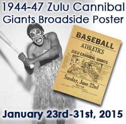 1934-37 Athletics vs. Zulu Cannibal Giants 9”x12” Original Broadside Poster With Possible Attribution To Buck O’ Neil as “Limpopo” (From the Syd Pollock Collection)