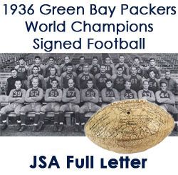 1936 World Champion Green Bay Packers Team Signed Football (JSA Full Letter) "28 Signatures Plus Vintage World Champions Inscription"