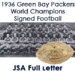 1936 World Champion Green Bay Packers Team Signed Football (JSA Full Letter) "28 Signatures Plus Vintage World Champions Inscription"