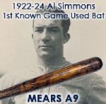 1922-24 Rookie Era Al Simmons Block Letter Milwaukee Brewers/Philadelphia Athletics H&B Louisville Slugger Professional Model Game Used Bat (MEARS  A9) “Returned To H&B For His First Signature Model