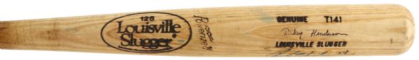 1986-89 Rickey Henderson New York Yankees Signed Louisville Slugger Professional Model Game Used Bat (MEARS LOA/JSA)