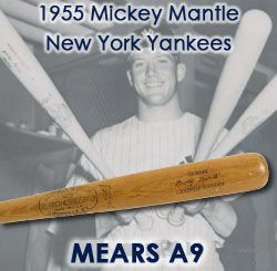 1955 Mickey Mantle New York Yankees H&B Louisville Slugger Professional Model Game Used Bat (MEARS A9)