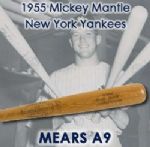 1955 Mickey Mantle New York Yankees H&B Louisville Slugger Professional Model Game Used Bat (MEARS A9)