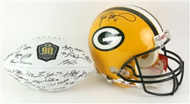 2000s Brett Favre Green Bay Packers Autographed Full Sized Helmet (Favre hologram) + Facsimile Football