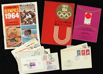 1959-69 Olympics Memorabilia Collection - Lot of 28 w/ Envelopes & Publications 