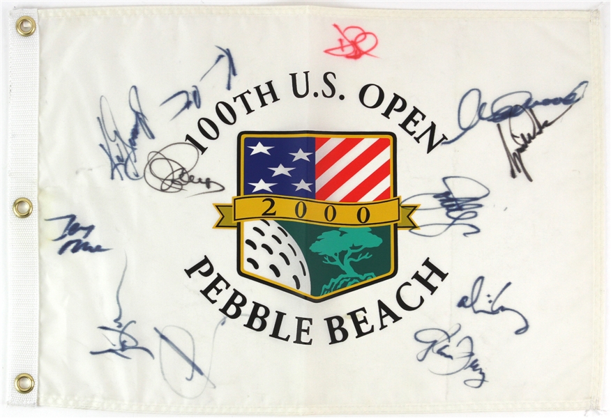2000 AT&T Pebble Beach National Pro AM Multi Signed Golf Flag w/ Tiger Woods (Full JSA Letter)