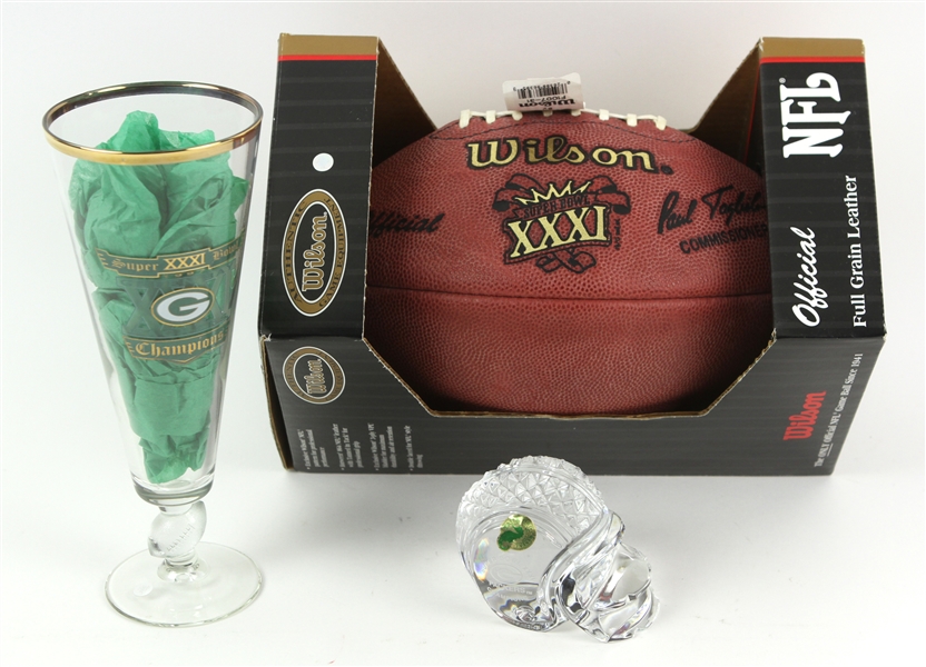 1997 Green Bay Packers Super Bowl XXXI Champions Memorabilia Collection - Lot of 3 w/ OSBXXXI Tagliabue Football & More