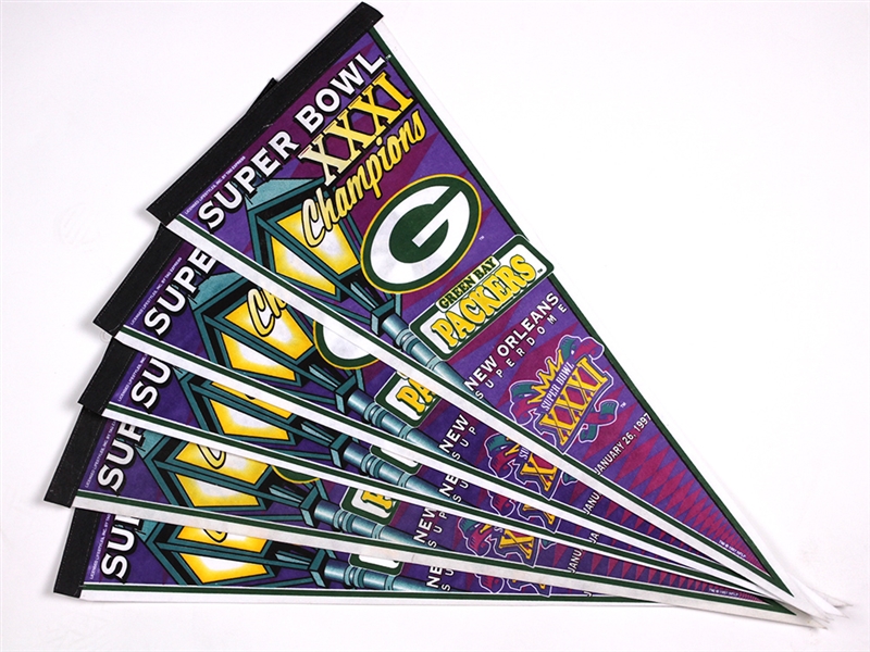 1997 Green Bay Packers Super Bowl XXXI Champions Full Size 29" Pennants - Lot of 5