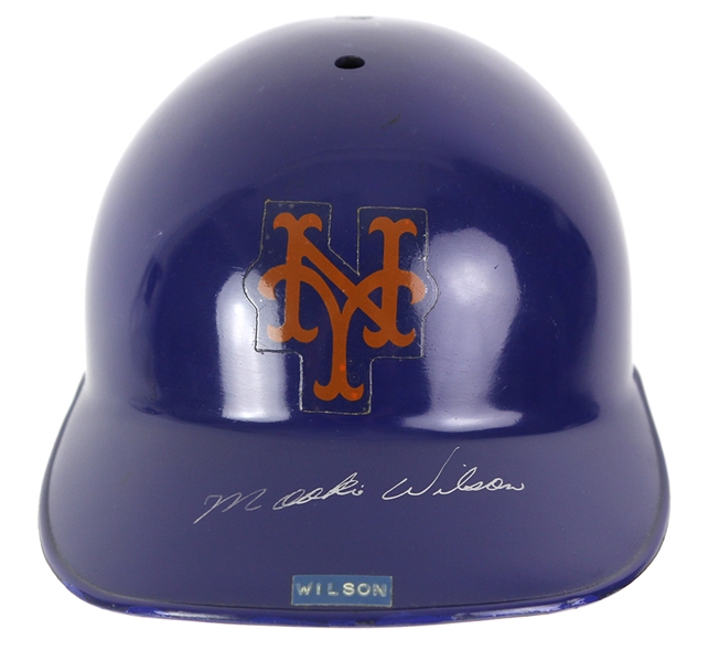 1980s Mookie Wilson New York Mets Signed Game Worn Batting Helmet (MEARS LOA)