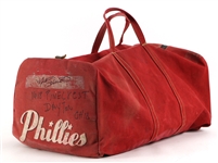 1972 circa Mike Schmidt Philadelphia Phillies 10”x12”x22” Game Used Travel Bag (Obtained From Coach) MEARS LOA / JSA