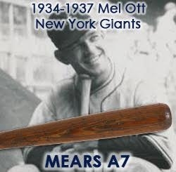 1934-1937 circa Mel Ott New York Giants H&B Louisville Slugger Professional Model Bat (MEARS A7)