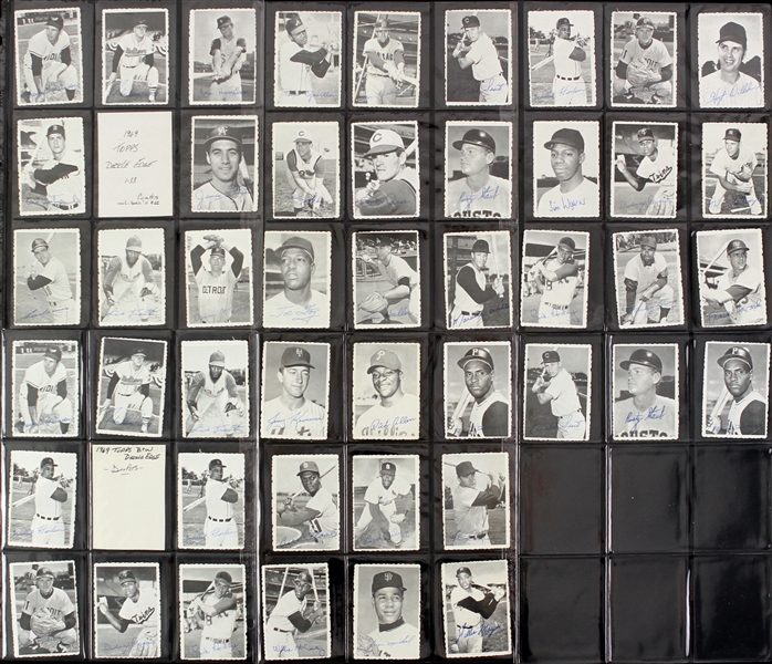 1969 Topps Deckle Edge Baseball Trading Cards Complete Set (35/35) w/ Both #11 & #22 Variations - Lot of 46 Cards w/ Doubles