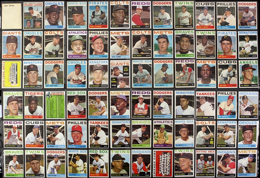 1964 Topps Baseball Trading Cards - Lot of 108 Cards