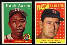 1958 Topps Baseball Trading Cards - Lot of 125 Cards
