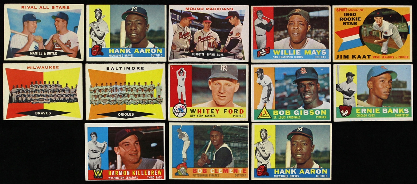 1960 Topps Baseball Trading Cards - Lot of 228 Cards 