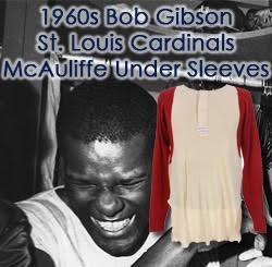 1960s Bob Gibson St. Louis Cardinals McAuliffe Under Sleeves Game Worn Shirt (MEARS LOA)