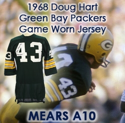 1968 Doug Hart Green Bay Packers Game Worn Autographed Home Jersey (MEARS A10) W/ Team Repairs