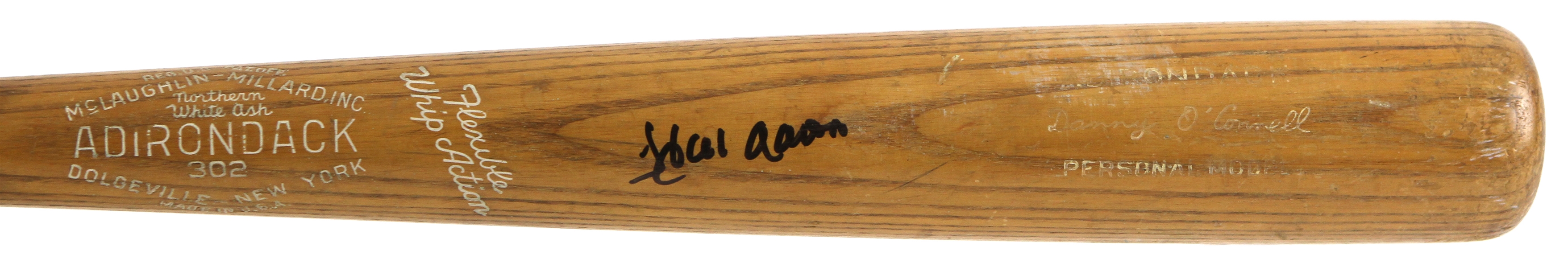 1954 Hank Aaron Signed Danny OConnell Milwaukee Braves Adirondack Professional Model Game Used Bat (MEARS LOA/JSA)
