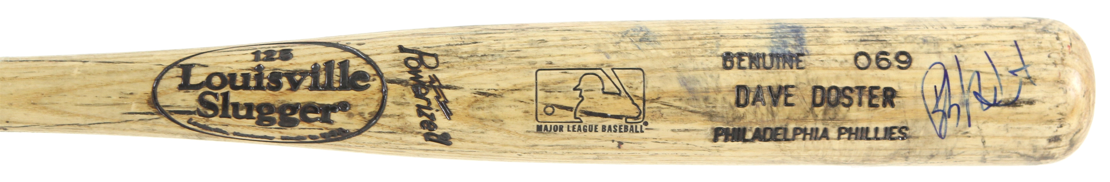 1999 Dave Doster Philadelphia Phillies Signed Louisville Slugger Professional Model Game Used Bat (MEARS LOA/JSA)