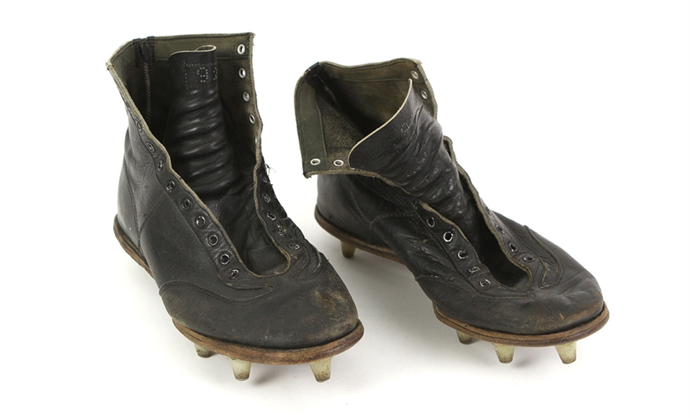 1940s-50s Brooks Game Used High Top Football Cleats (MEARS LOA)