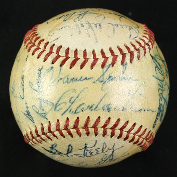 1954 Milwaukee Braves Team Signed ONL Giles Baseball w/ 25 Signatures Including Warren Spahn, Eddie Mathews, Johnny Logan & More (JSA)