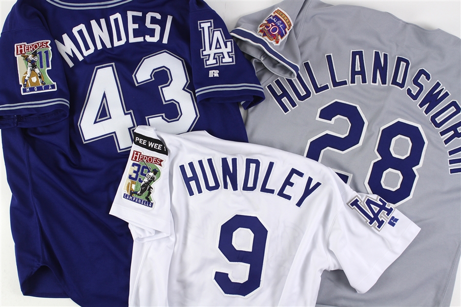 1989-2007 Los Angeles Dodgers Game Worn Jerseys - Lot of 6 w/ Rick Dempsey, Raul Mondesi, Todd Hollandsworth, Manny Mota & More (MEARS LOA)