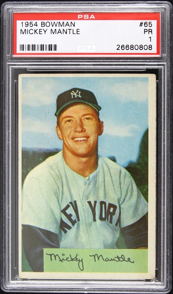 1954 Mickey Mantle New York Yankees Bowman Trading Card (PSA Slabbed 1 PR)