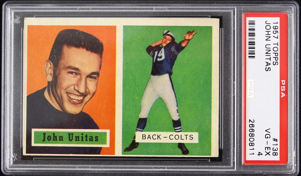 1957 Johnny Unitas Baltimore Colts Rookie Topps Trading Card (PSA Slabbed 4 VG-EX)