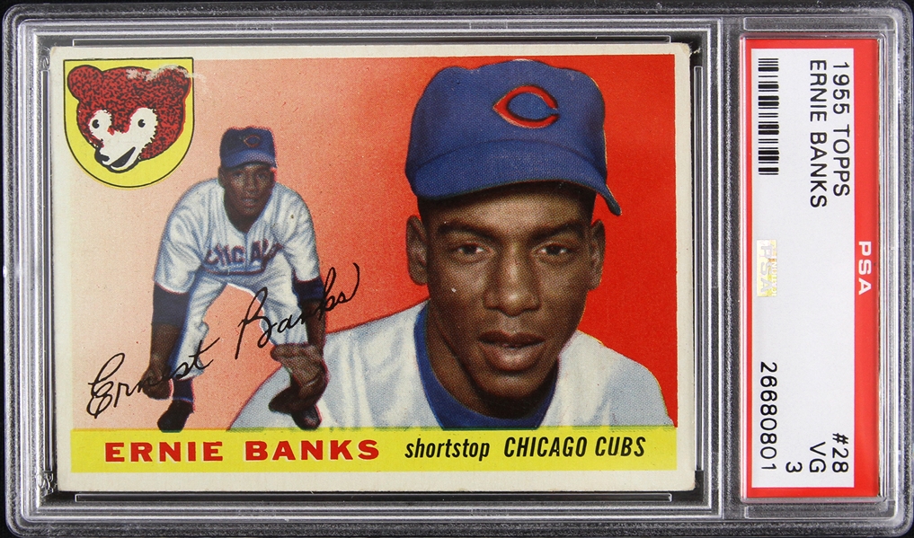 1955 Ernie Banks Chicago Cubs Topps Trading Card (PSA Slabbed 3 VG)